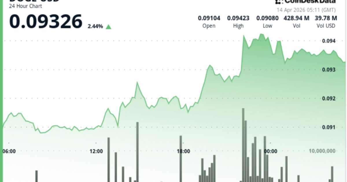 Dogecoin climbs 3% toward 10 cents as ether breakout drives memecoin bets