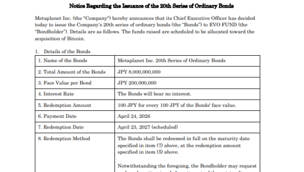 Metaplanet’s $50 Million Zero-Cost Debt Move Signals Bitcoin Confidence