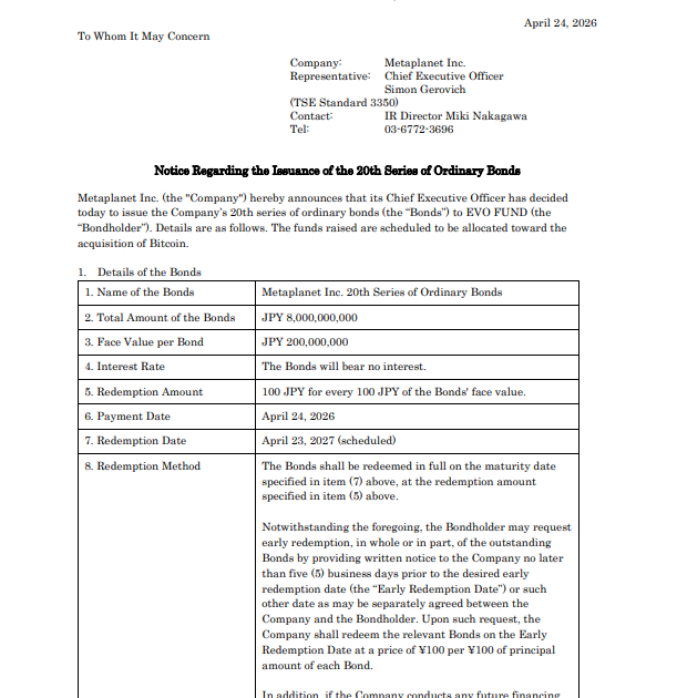 Metaplanet’s $50 Million Zero-Cost Debt Move Signals Bitcoin Confidence