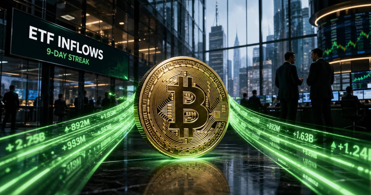 US Bitcoin ETFs’ Inflow Streak Hits 7% of BTC Supply