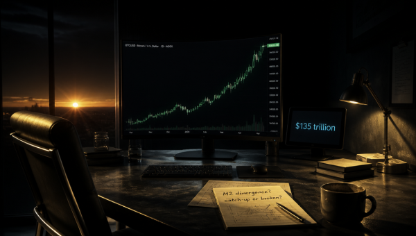 Bitcoin trades below peak as M2 liquidity hits $135 trillion record