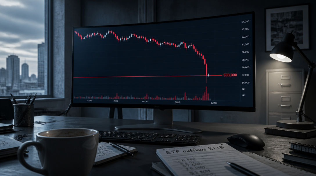 Bitcoin Tests $58,000 After $1.1B ETF Outflows, Options Expiry