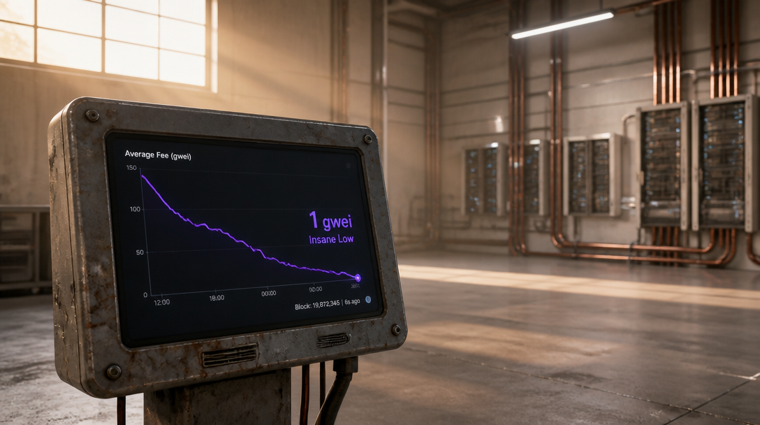 Ethereum Base Fees Drop to 1 Gwei