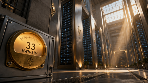 Ethereum Uses 33 kWh Per $1M, Second-Lowest Among PoS Networks