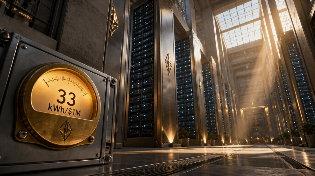 Ethereum Uses 33 kWh Per $1M, Second-Lowest Among PoS Networks