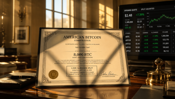 American Bitcoin Approves 1-for-15 Reverse Split, Holdings Hit 8,000 BTC