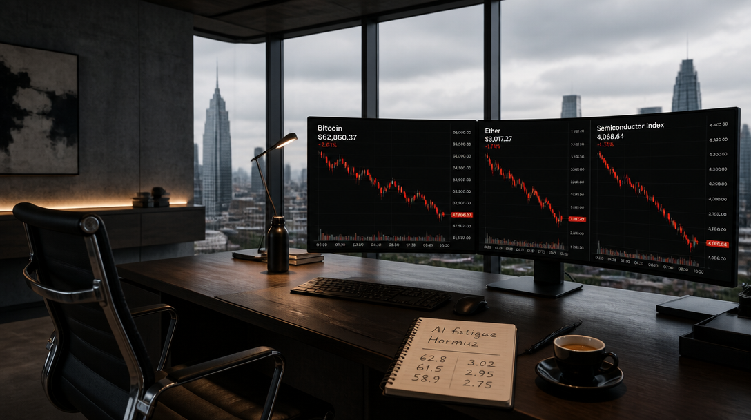 Bitcoin Falls 1.2%, Ether 1.74% as Chip Stocks Tumble and Iran Tensions Rise