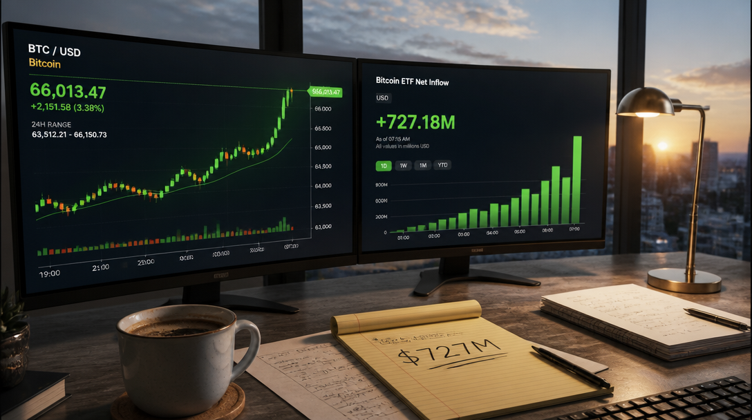 Bitcoin Climbs Above $66,000 as ETF Inflows Return