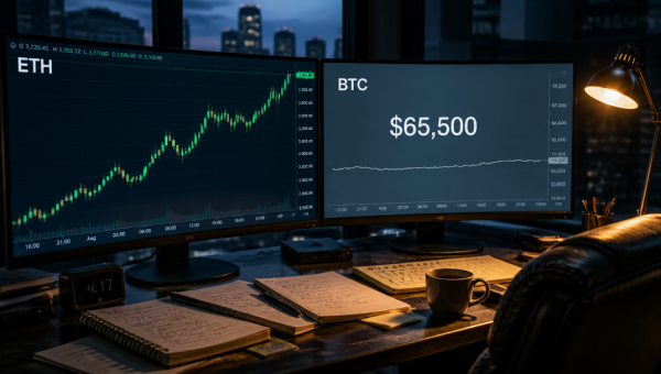Ether Leads Crypto Higher as Bitcoin Holds $65,500