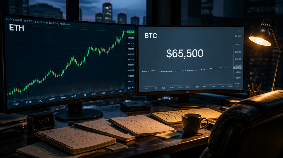 Ether Leads Crypto Higher as Bitcoin Holds $65,500