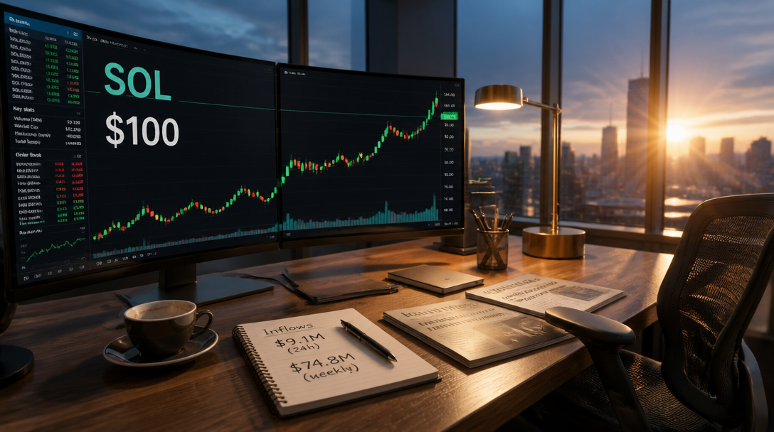Solana ETFs Attract $9.1M Inflows as SOL Reclaims $100