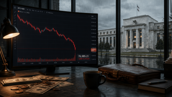 Bitcoin Falls Below $77K Ahead of Fed Meeting, AI Warnings
