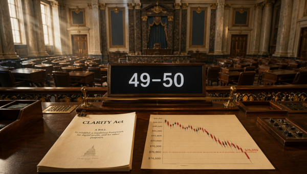 Senate Rejects CLARITY Act as Bitcoin Falls Below $76,000