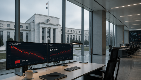 Bitcoin ETFs Post $450.4M Outflow as Fed Looms