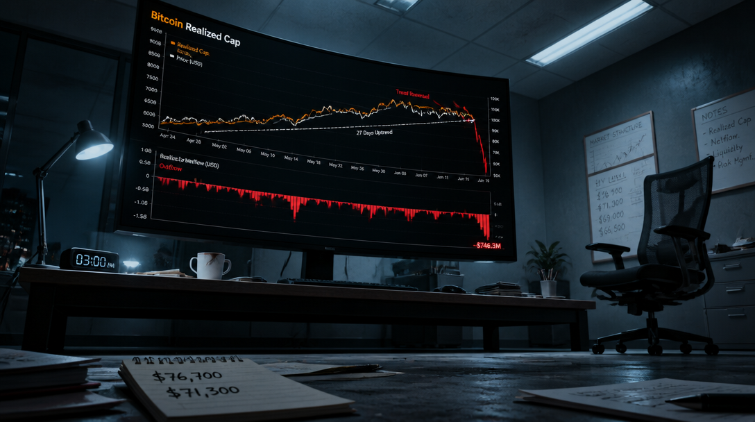 Bitcoin Realized Cap Falls After 27-Day Climb, ETFs Shed $746M