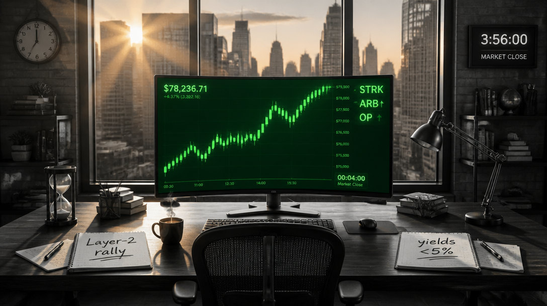 Layer-2 and DeFi Tokens Rally as Treasury Yields Fall Below 5%