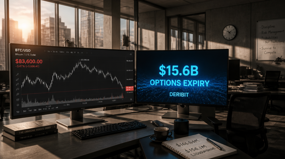 Bitcoin Falls to $83,600 as $15.6B Options Expire on Deribit