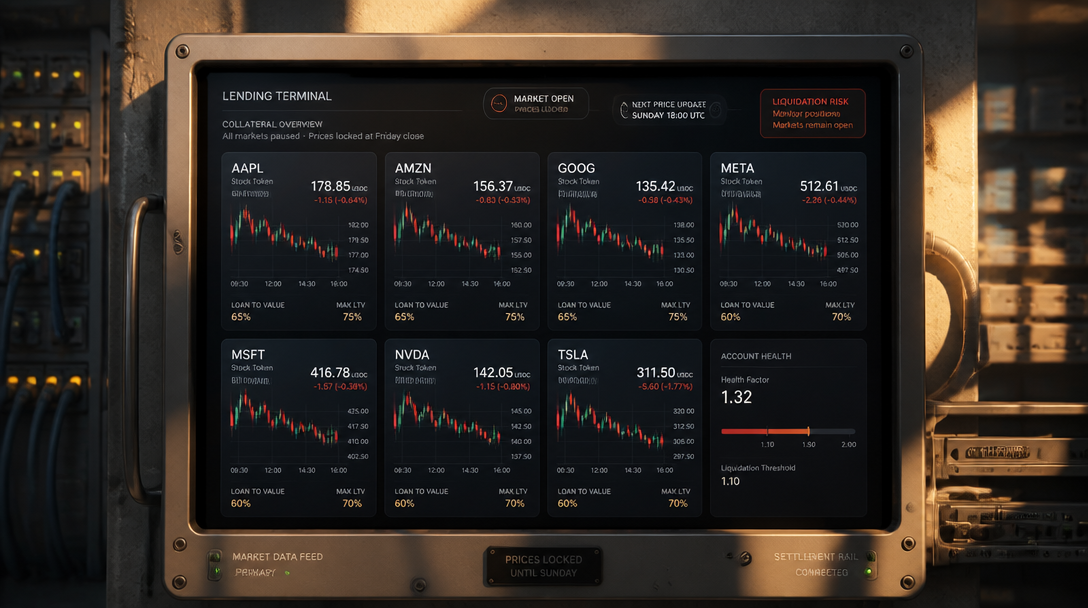 Aave’s Stock-Token Hub Stays Open as Prices Freeze