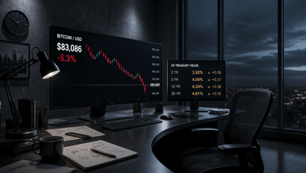 Bitcoin Below $84K as Treasury Yields Hit 5.3%