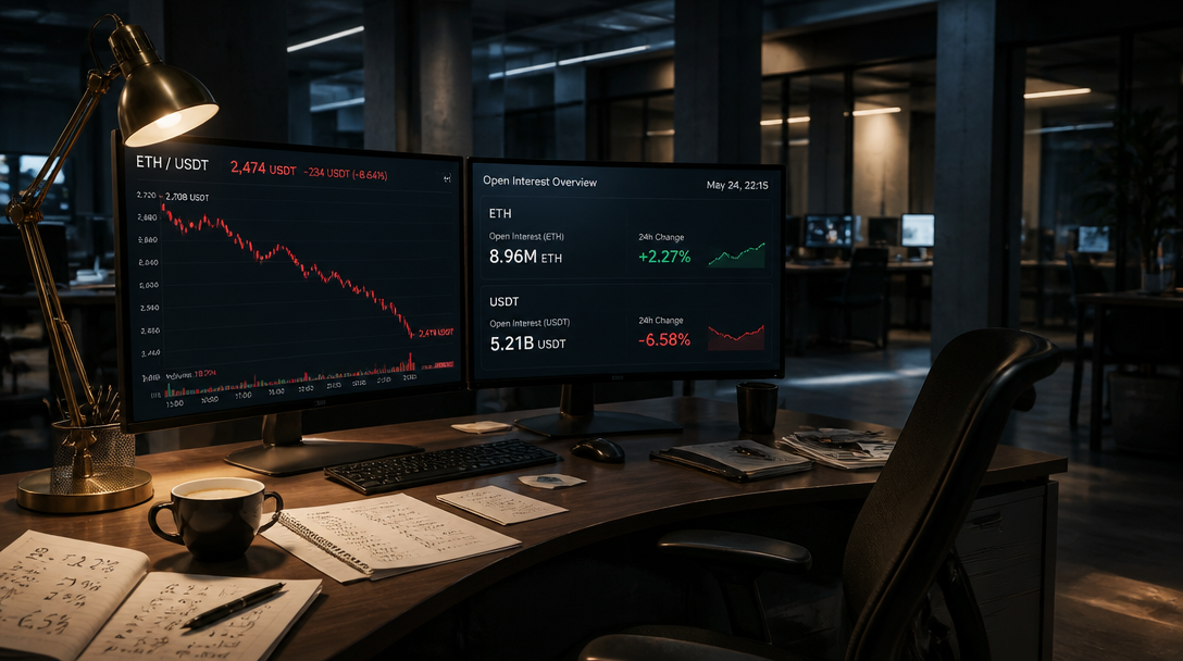 Ethereum Open Interest Rose 2.27% in ETH While USDT Value Fell 6.58%