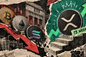 XRP ETFs Extend 13-Week Streak as BTC, ETH, SOL Shed $1.25B